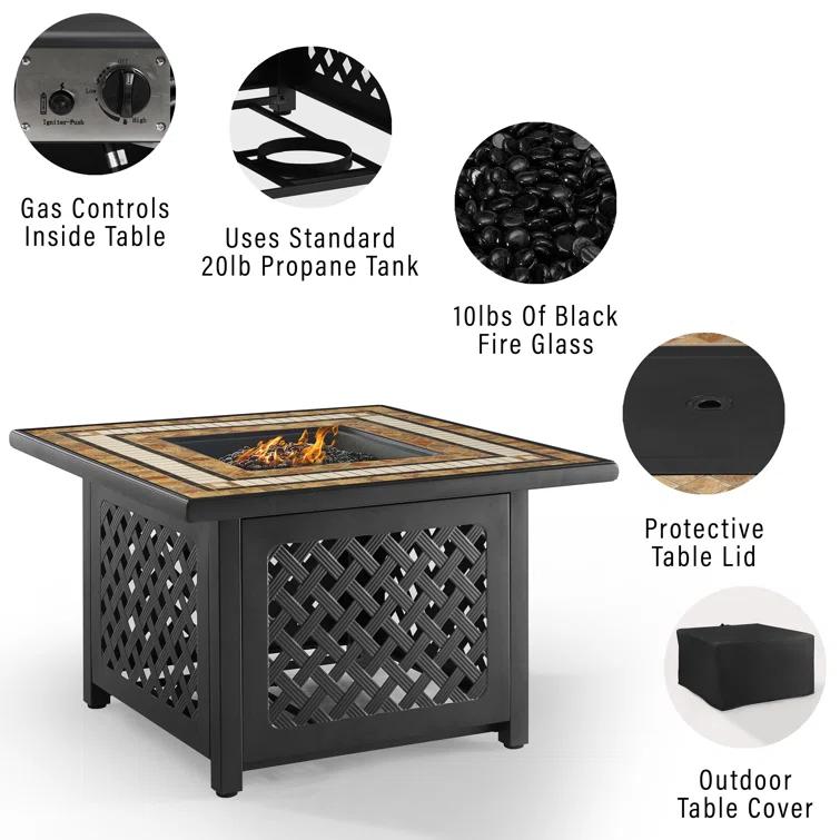 Munguia Square Fire Pit Table