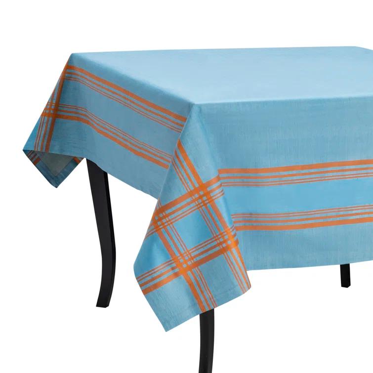 French Home French Home Linen Boulevard Tablecloth - Denim and Terracotta