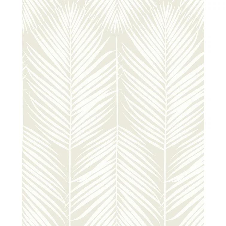 NextWall Palm Silhouette Peel and Stick Wallpaper Light Beige: Vinyl, Self-Adhesive, Botanical Leaf Pattern, 30.75 Sq Ft Coverage