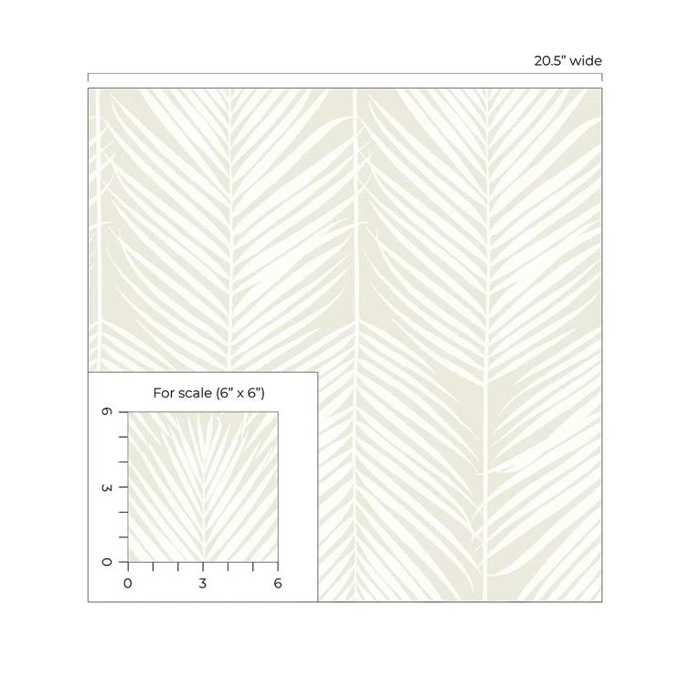 NextWall Palm Silhouette Peel and Stick Wallpaper Light Beige: Vinyl, Self-Adhesive, Botanical Leaf Pattern, 30.75 Sq Ft Coverage
