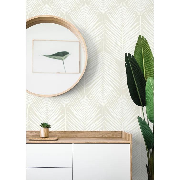 NextWall Palm Silhouette Peel and Stick Wallpaper Light Beige: Vinyl, Self-Adhesive, Botanical Leaf Pattern, 30.75 Sq Ft Coverage