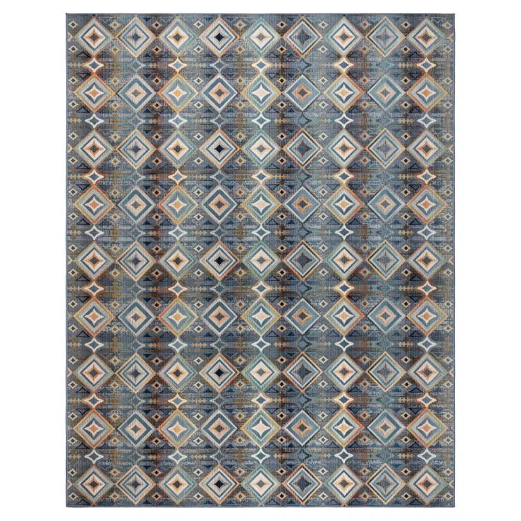 Gertmenian Sierra Kenna Blue Bohemian Geometric Diamond Indoor/ Outdoor Area Rug