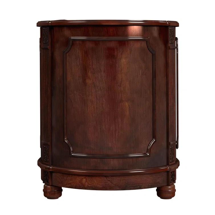 Thurmond Dark Brown Round Wood Drum Side Table with Storage