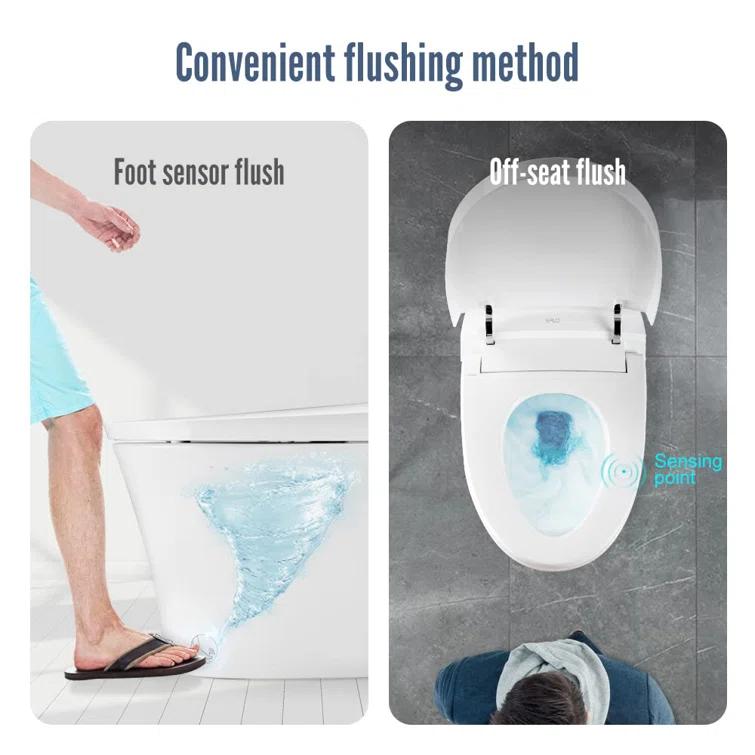 Smart Bidet Toilet, Elongated Tankless Toilet Bidet, Auto Flush, Foot Sensor Flush,Warm Water Clean,Dryer