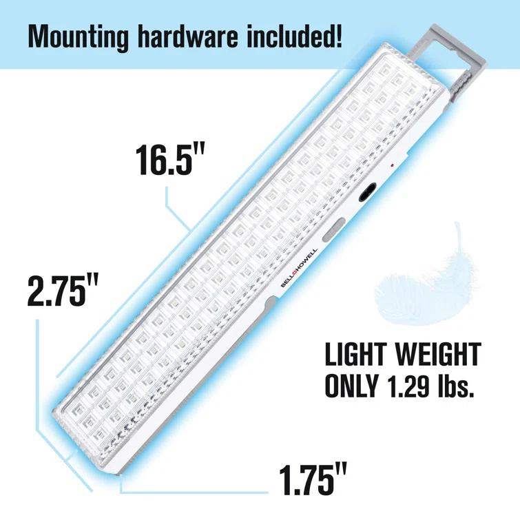 Bell+Howell Light Bar, 720-Lumens Rechargeable Portable Lamp with Folding Stand and Hanger