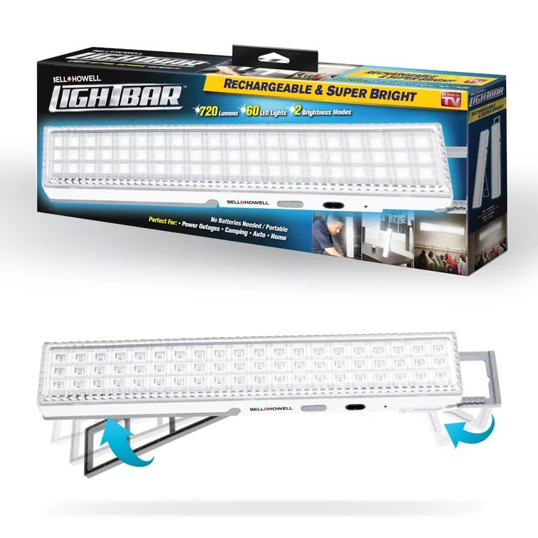 Bell+Howell Light Bar, 720-Lumens Rechargeable Portable Lamp with Folding Stand and Hanger