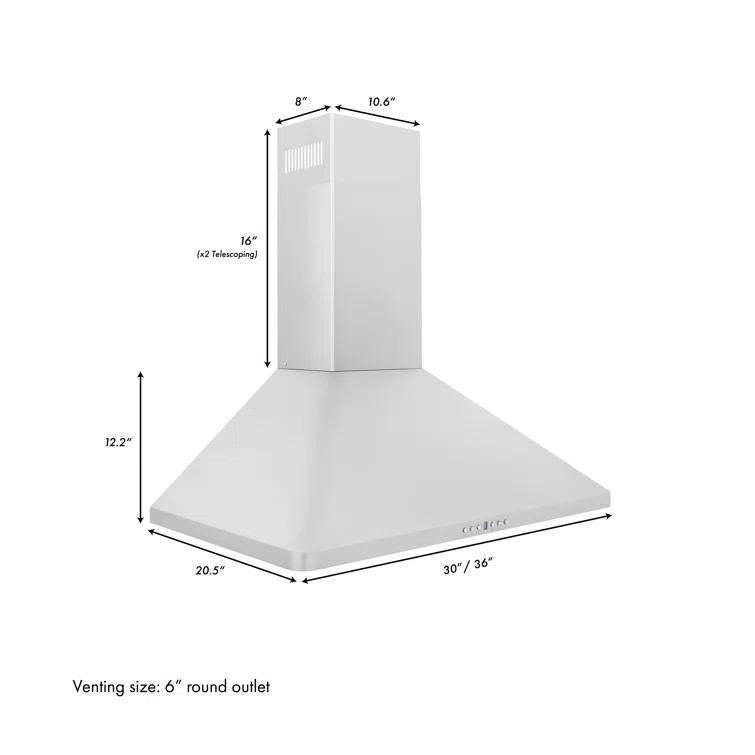 ZLINE KITCHEN & BATH 36 inch Convertible 400-CFM Recirculating Stainless steel Wall-Mounted Range Hood