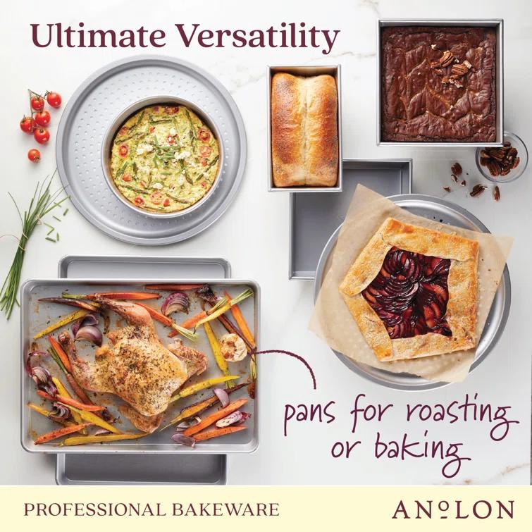 Anolon Pro-Bake Bakeware Aluminized Steel Baking Pan Set, 6-Piece, Silver