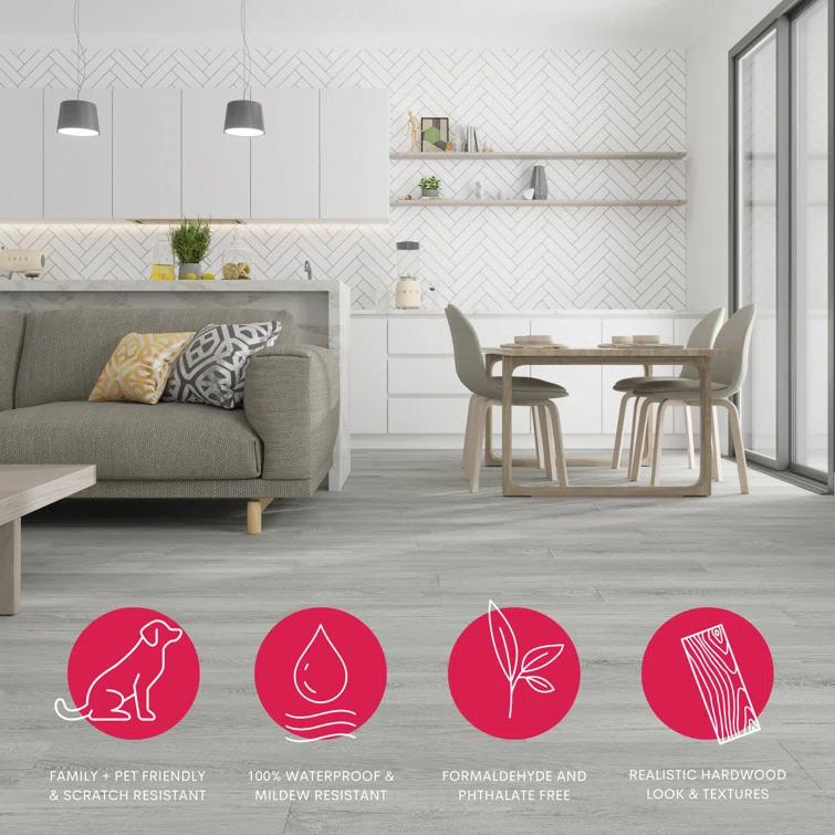 MaxCore Pro 20mil x 7.3" W x 48" L Click Lock Luxury Vinyl Plank Flooring