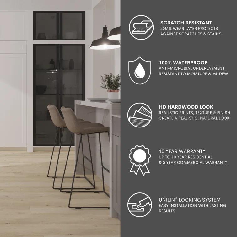 Lucida USA MaxCore Pro 20mil x 7.3" W x 48" L Click Lock Luxury Vinyl Plank Flooring