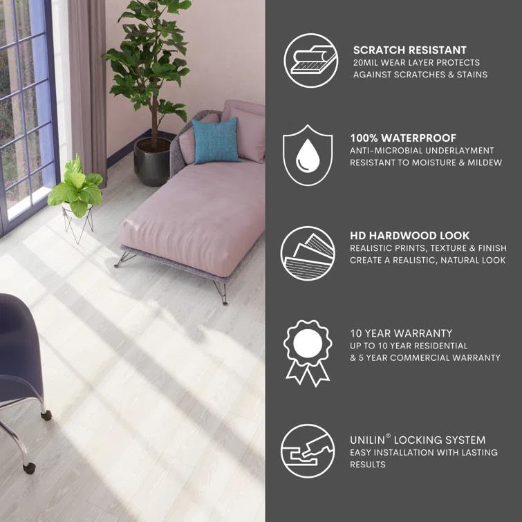 Lucida USA MaxCore Pro 20mil x 7.3" W x 48" L Click Lock Luxury Vinyl Plank Flooring