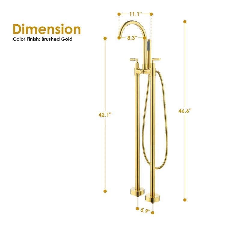 Gnosall 2 Handle Floor Roman Tub Faucet with Diverter