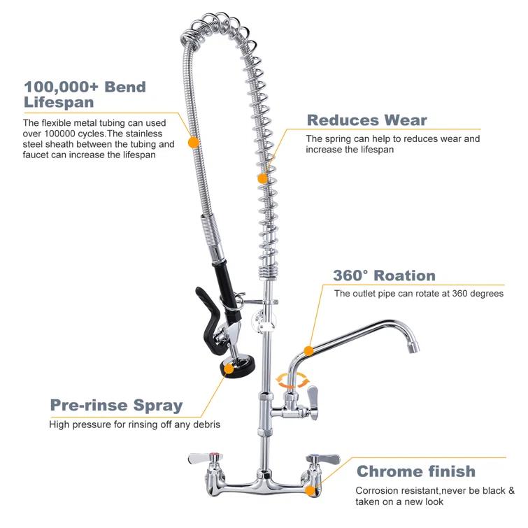 iVIGA Commercial Kitchen Faucet with Pre-Rinse Sprayer 36 Inch 2314300C-36-WF
