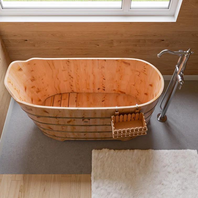 59'' x 25.6'' Freestanding Soaking Solid Surface Bathtub