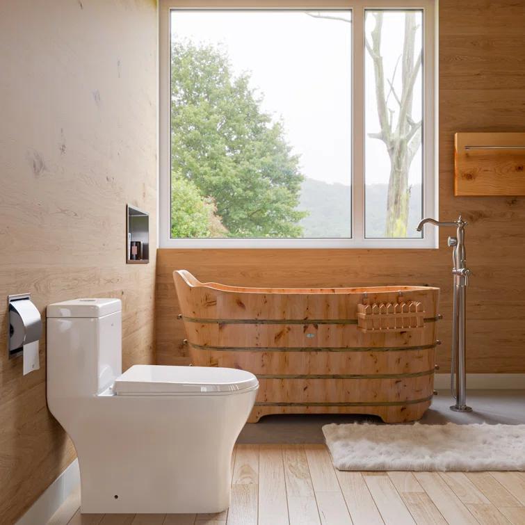 59'' x 25.6'' Freestanding Soaking Solid Surface Bathtub