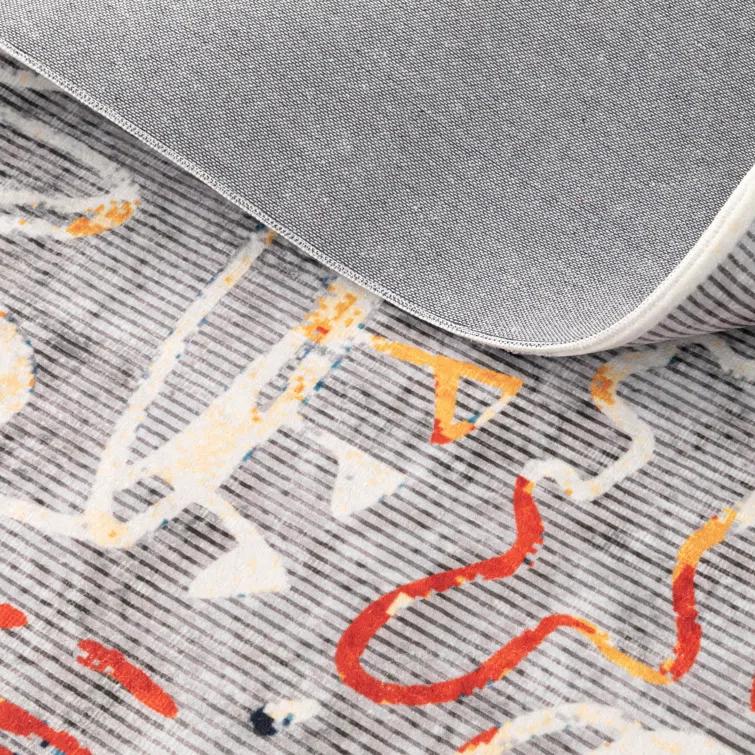 Sportsglyphs Gray Tones Baseball Power Loom Polyester Area Rug