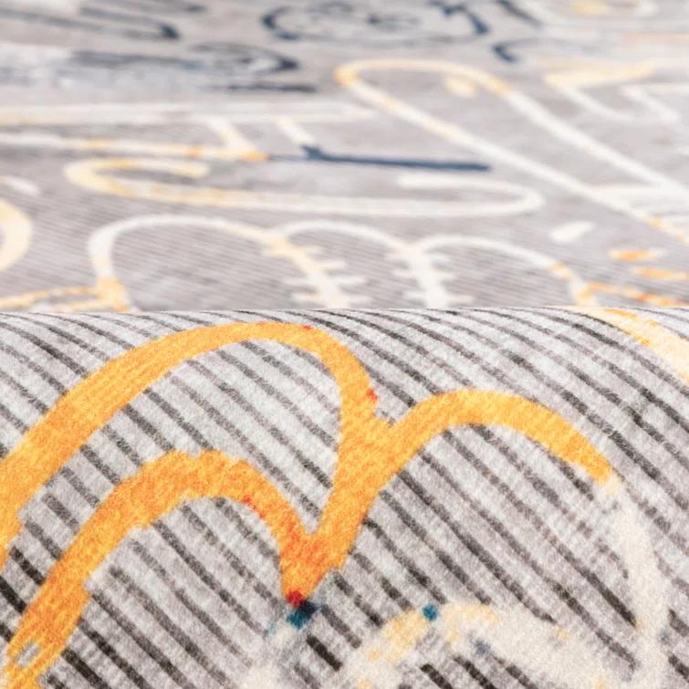 Sportsglyphs Gray Tones Baseball Power Loom Polyester Area Rug