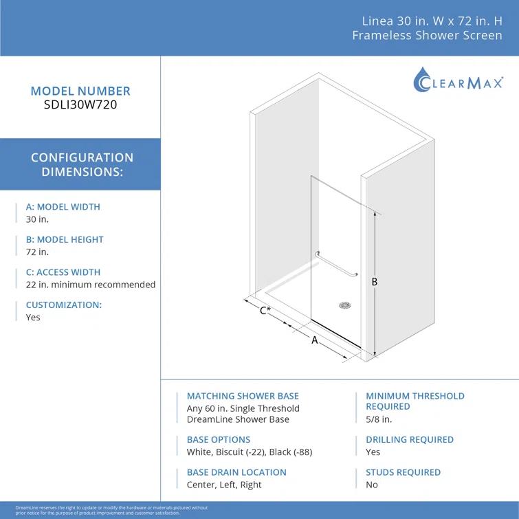 Matte Black Frameless Frosted Tempered Glass Walk-In Shower Screen