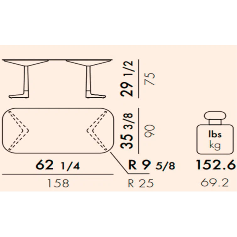 Kartell Multiplo Stone Top Metal Base Dining Table