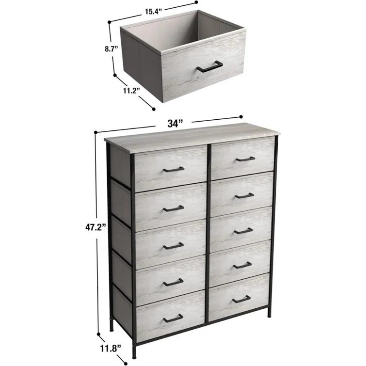 Sorbus Sorbus 10 Drawers Dresser with Steel Frame and Fabric Bins