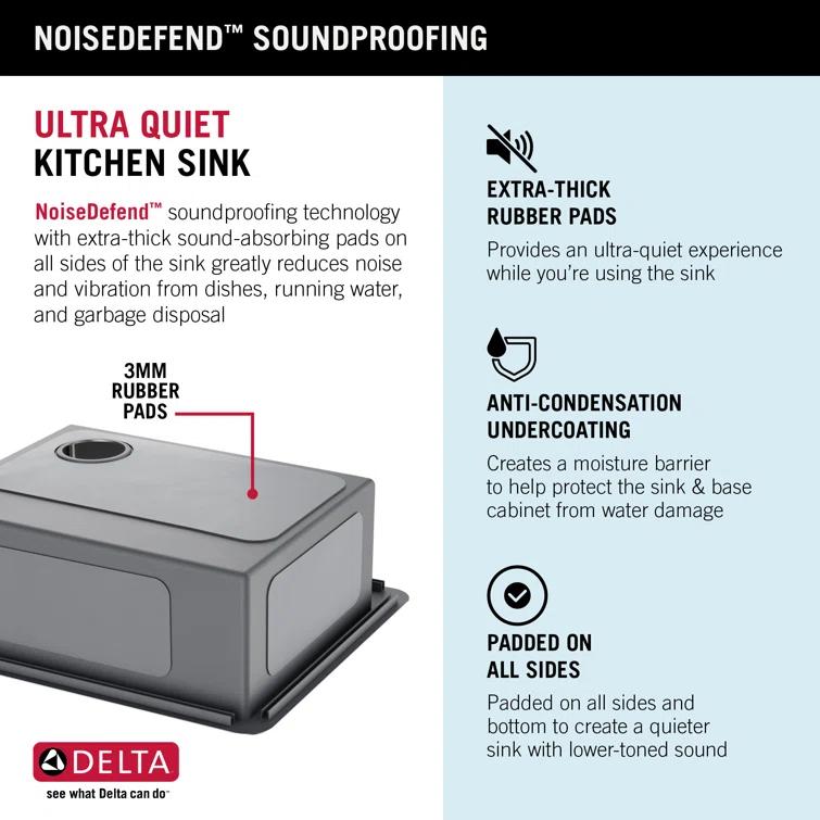Delta Marca™ Drop-In Undermount Stainless Steel Single Bowl Kitchen Sink with Accessories
