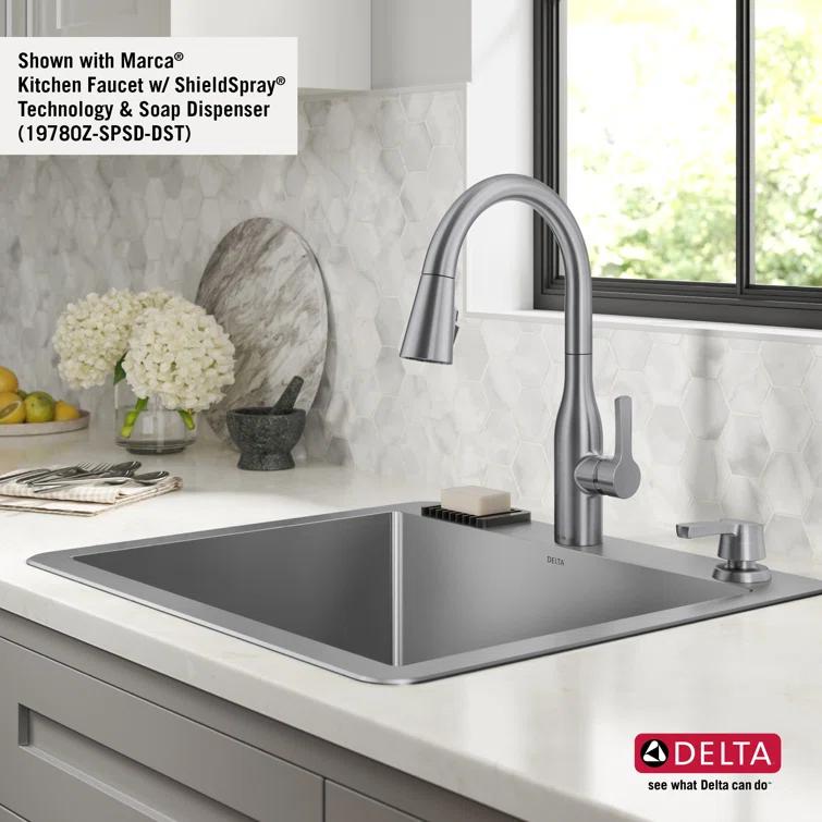 Delta Marca™ Drop-In Undermount Stainless Steel Single Bowl Kitchen Sink with Accessories