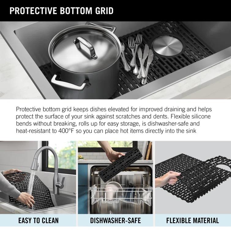 Delta Marca™ Drop-In Undermount Stainless Steel Single Bowl Kitchen Sink with Accessories