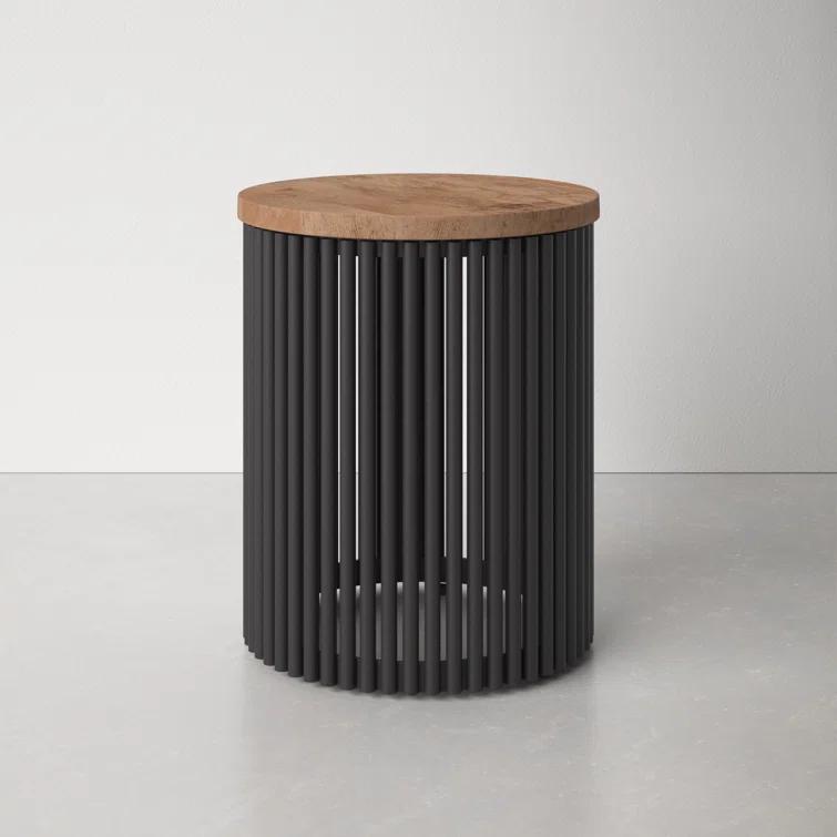 Lora Solid Wood Drum End Table