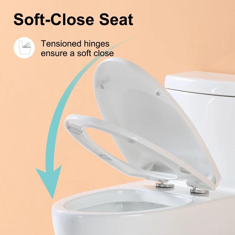1.28 GPF Single-Flush（Left）/Dual Flush(Top) Elongated Comfort Height Floor Mounted One-Piece Toilet (Soft Closing Included)