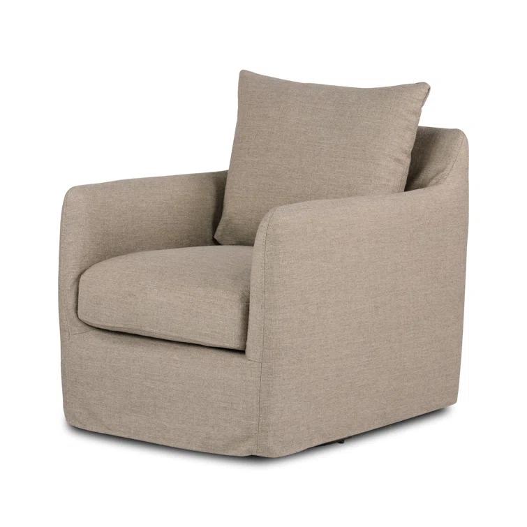 Alcala Taupe Glove Leather Swivel Accent Chair