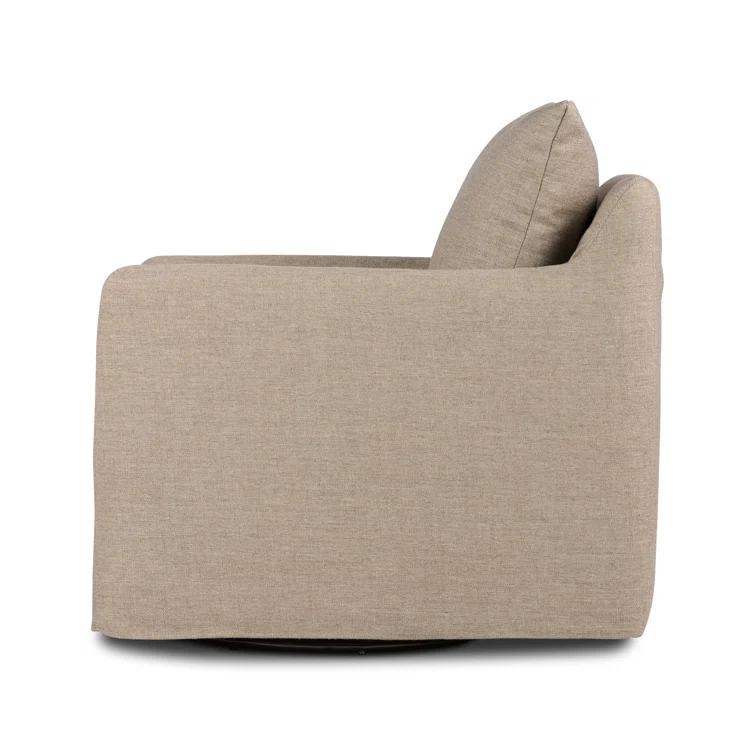 Alcala Taupe Glove Leather Swivel Accent Chair