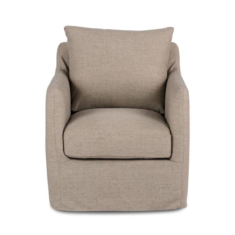 Alcala Taupe Glove Leather Swivel Accent Chair