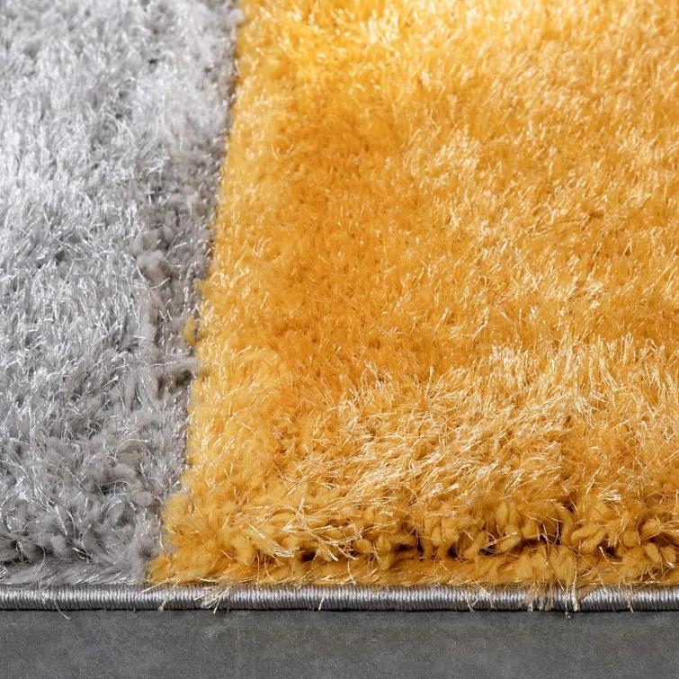 Cobina Escondido Yellow Modern Geometric 3D Textured Shag Rug