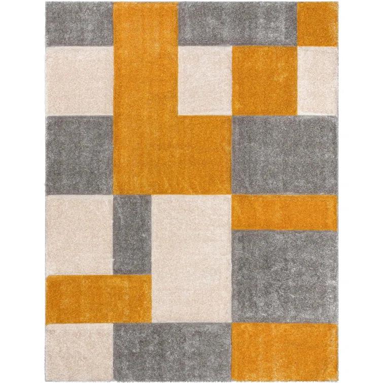 Cobina Escondido Yellow Modern Geometric 3D Textured Shag Rug