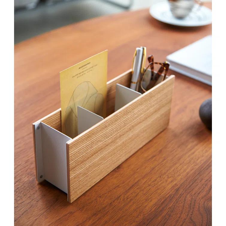 Yamazaki Home Yamazaki Home Desk Organizer - Tv Remote Control And Pen Holder, Steel + Wood