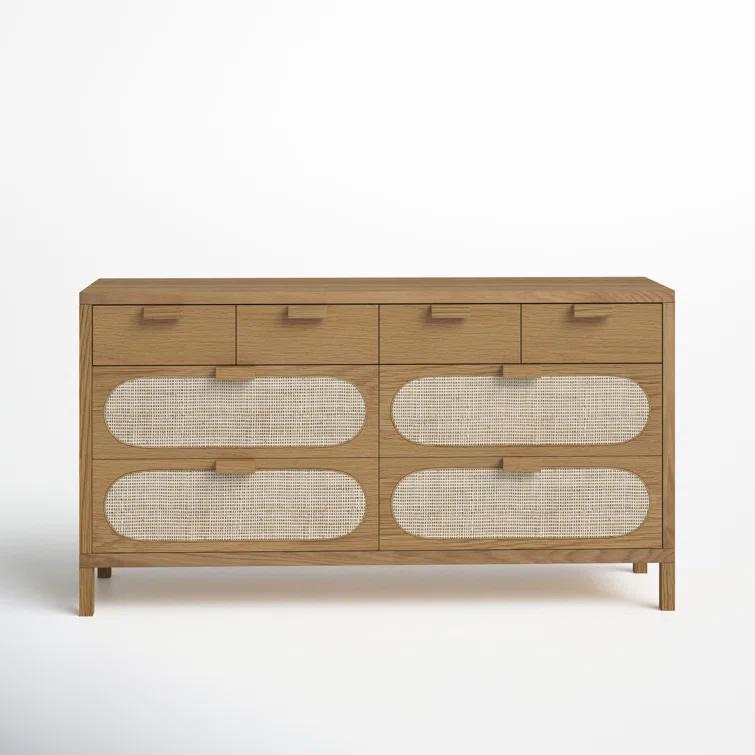 Alder Cane Paned 8-Drawer Dresser