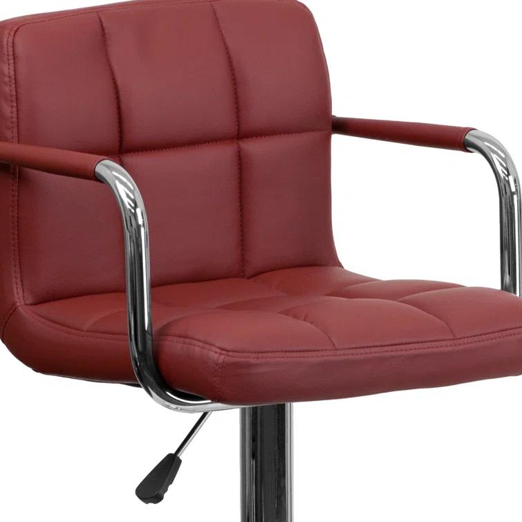 Flash Furniture Contemporary Quilted Vinyl Adjustable Height Barstool with Arms and Chrome Base