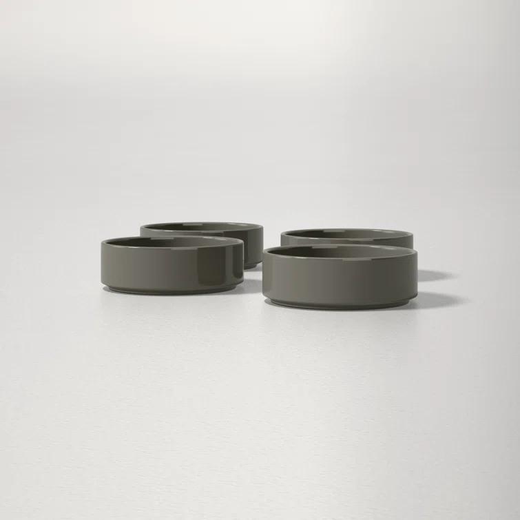 Charcoal Ceramic Shallow Pasta Bowls Set of 4