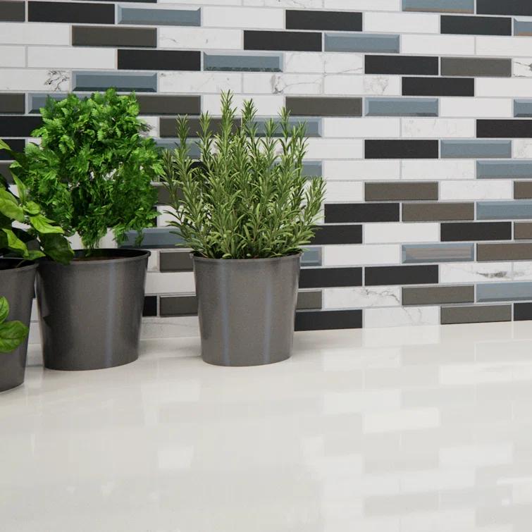 Andova Mergo 1" x 3" Beveled Marble Brick Joint Mosaic Kitchen Backsplash, Bathroom, Shower, Pool, Wall and Floor Tile