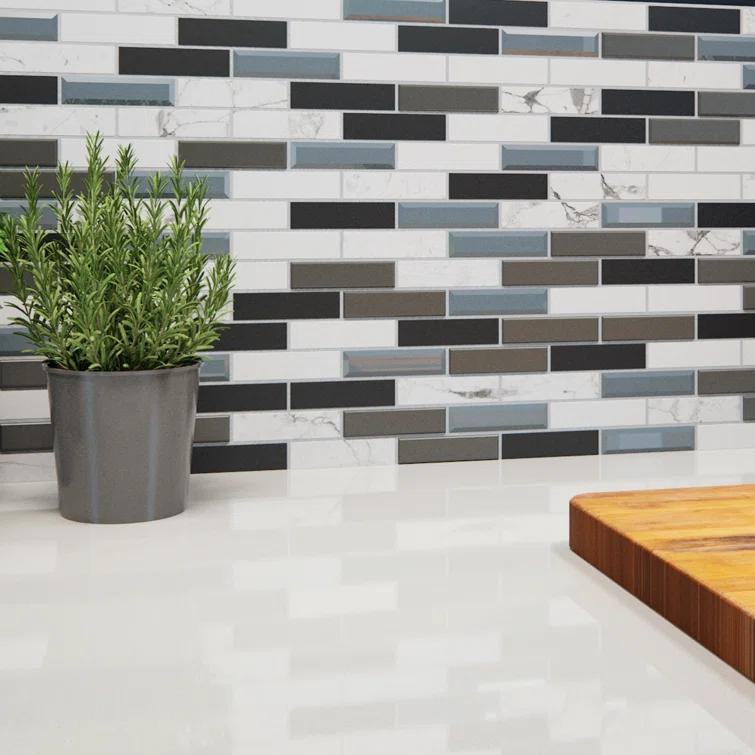 Andova Mergo 1" x 3" Beveled Marble Brick Joint Mosaic Kitchen Backsplash, Bathroom, Shower, Pool, Wall and Floor Tile