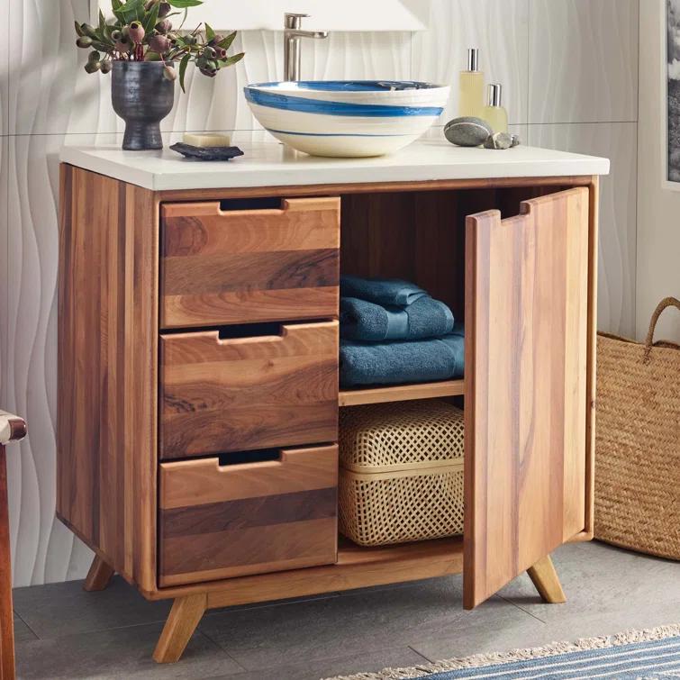 Topanga 36" Single Bathroom Vanity Base Only in Walnut