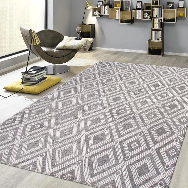 Hand Tufted Viscose Geometric Rug