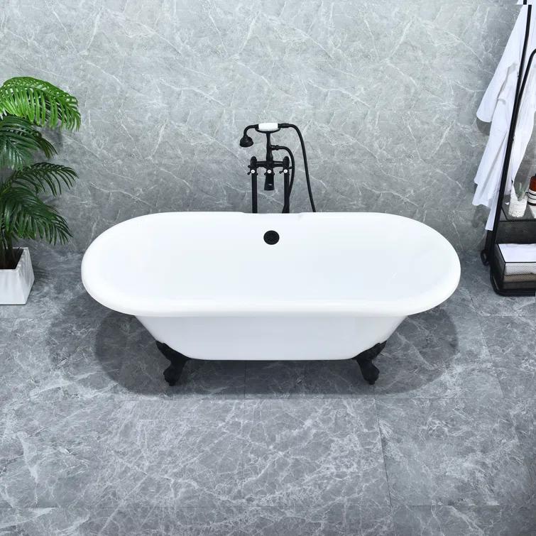 Altair 52167-BAT-GR-BB Kerta 66.9'' x 29.1'' Freestanding Soaking Acrylic Bathtub