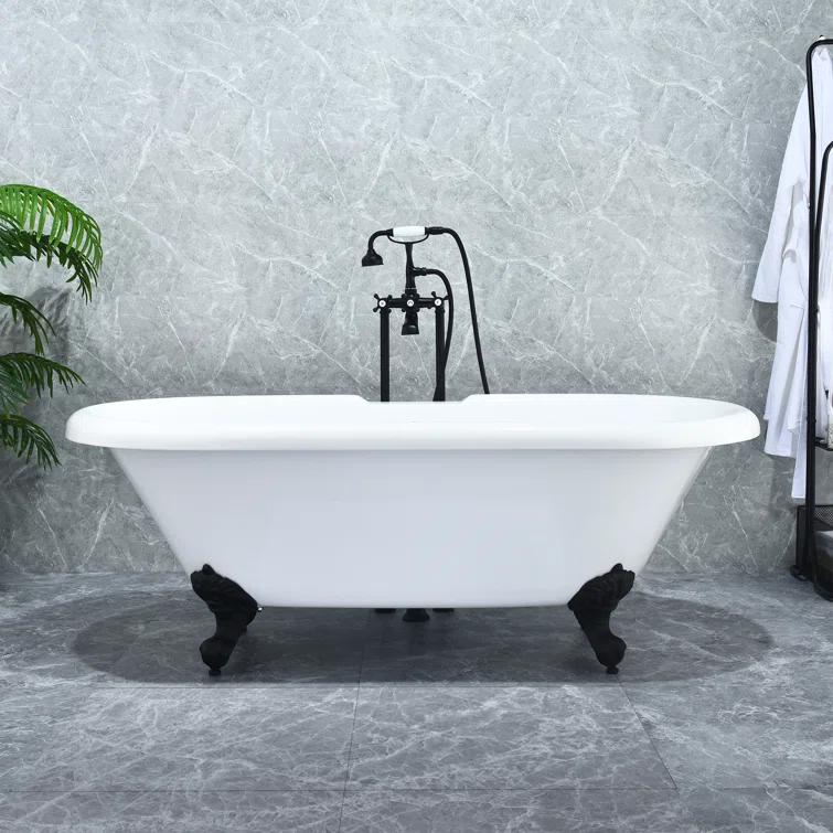 Altair 52167-BAT-GR-BB Kerta 66.9'' x 29.1'' Freestanding Soaking Acrylic Bathtub