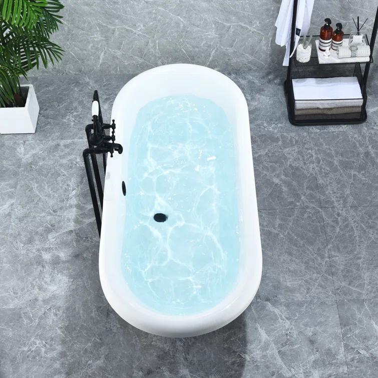 Altair 52167-BAT-GR-BB Kerta 66.9'' x 29.1'' Freestanding Soaking Acrylic Bathtub