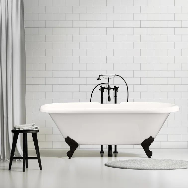 Altair 52167-BAT-GR-BB Kerta 66.9'' x 29.1'' Freestanding Soaking Acrylic Bathtub