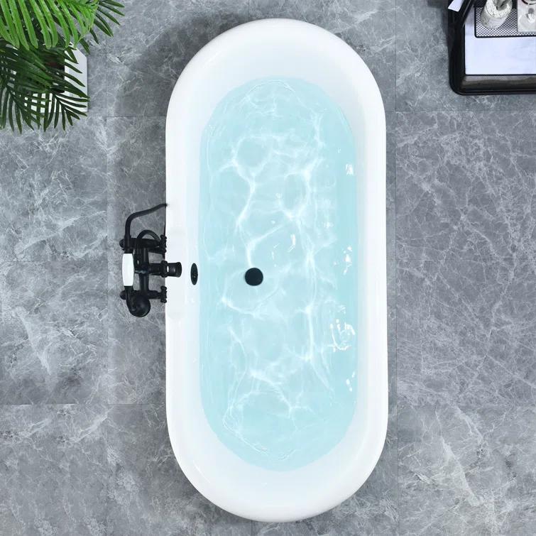 Altair 52167-BAT-GR-BB Kerta 66.9'' x 29.1'' Freestanding Soaking Acrylic Bathtub