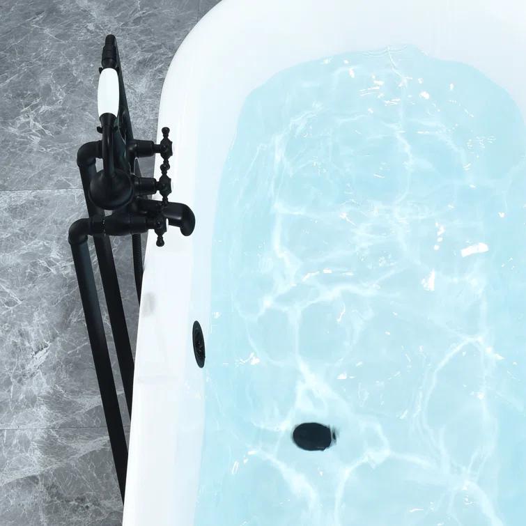 Altair 52167-BAT-GR-BB Kerta 66.9'' x 29.1'' Freestanding Soaking Acrylic Bathtub