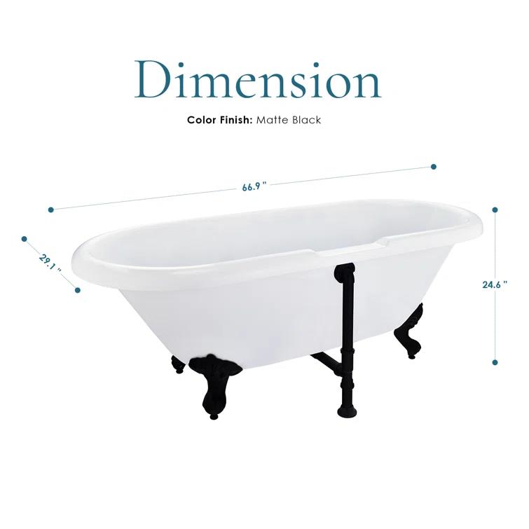 Altair 52167-BAT-GR-BB Kerta 66.9'' x 29.1'' Freestanding Soaking Acrylic Bathtub