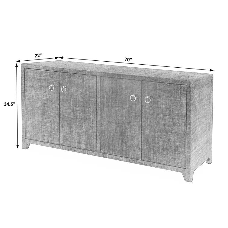 Butler Specialty Company Bar Harbor Raffia 4 Door 70" Sideboard - Charcoal